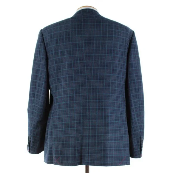 Cardinal of Canada NWT 100% Wool Sport Coat Size 44R US In Blues w/ Teal Plaid